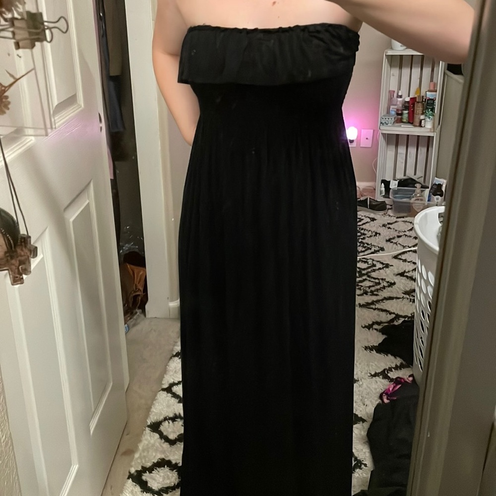 Black strapless sun dress